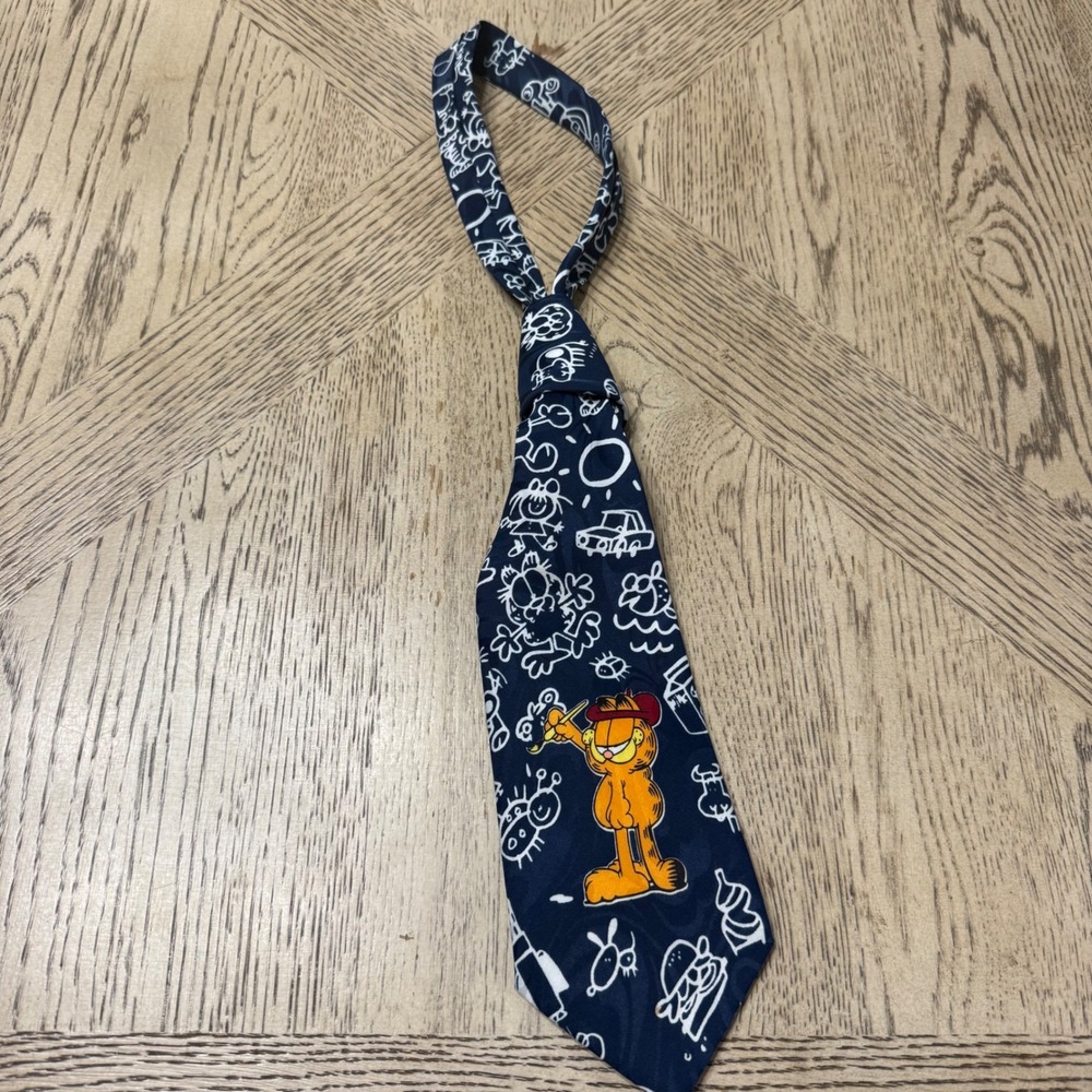 VTG Balancine Hot Cakes Blue‎ Garfield Characters 1978 Tie Novelty Necktie